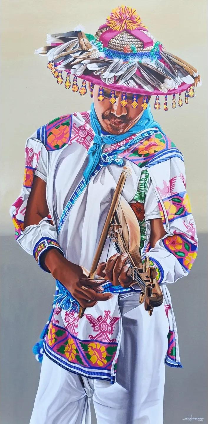 ARTURO Y SU XAWEXI, acrylic on canvas , 140 cm x 70 cm