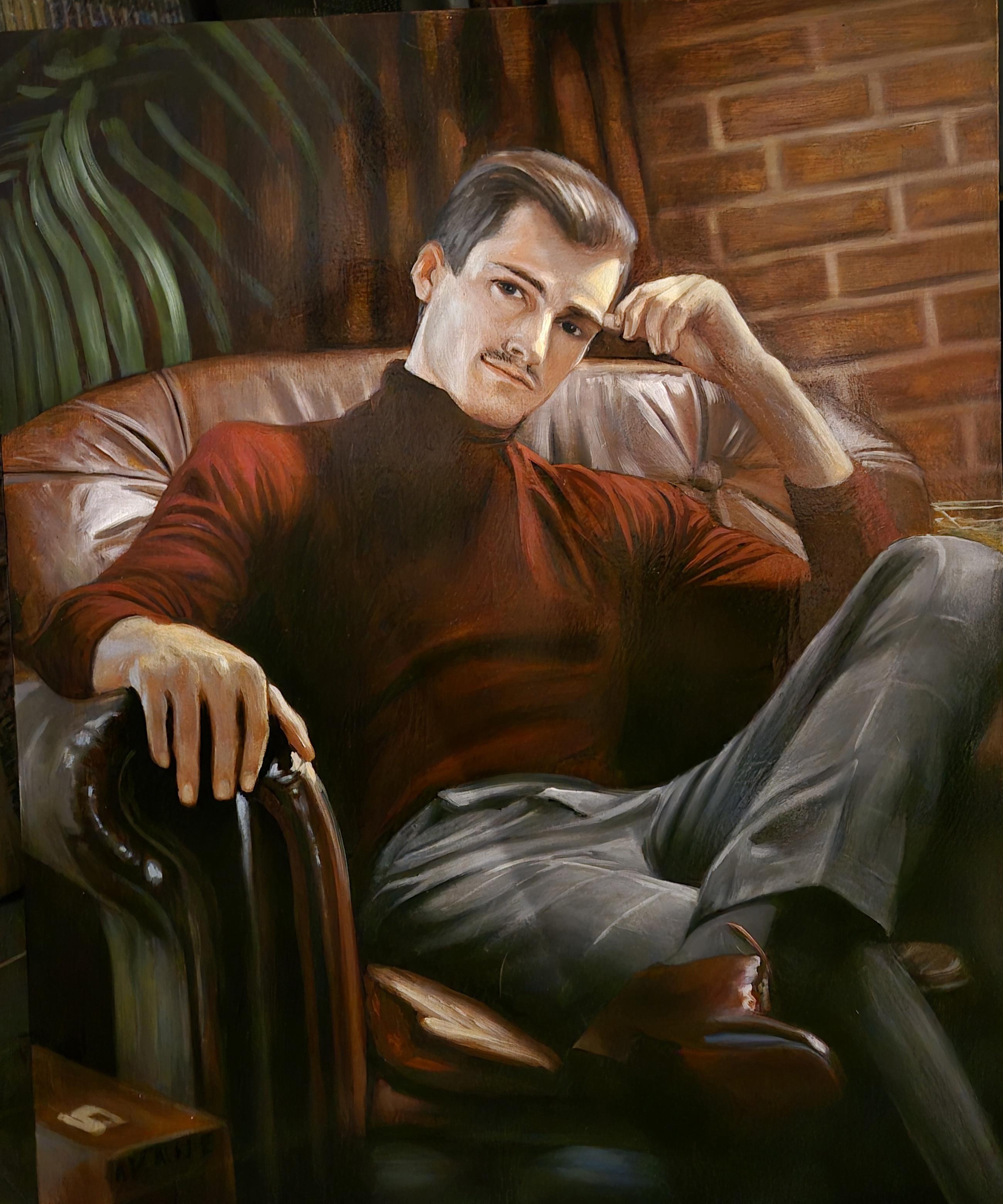 PRIMERA CLASE, óleo sobre tela, 85 cm x 70 cm