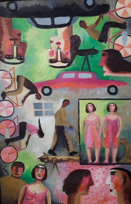 PASEO POR LA CIUDAD, oleo sobre tela, 150 cm x 100 cm