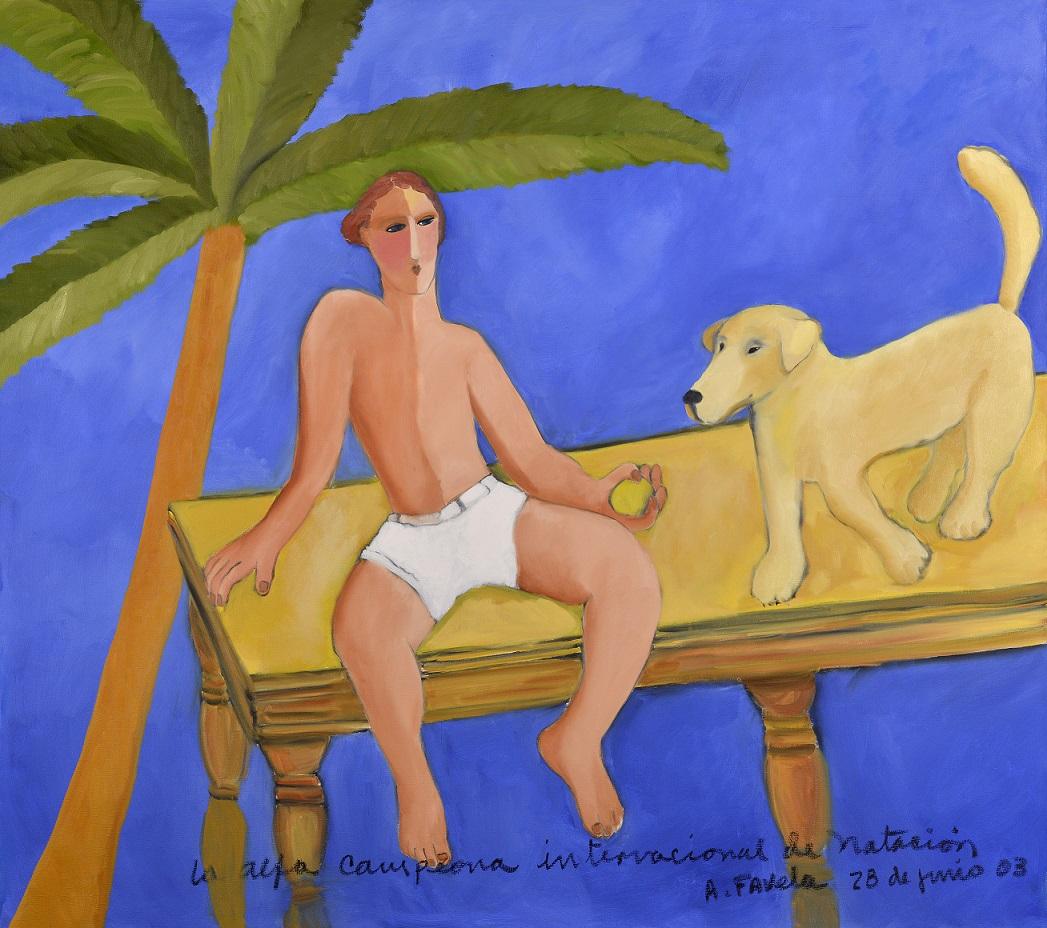 LA ALFA, CAMPEONA INTERNACIONAL DE NATACION, 2003, oil on canvas,