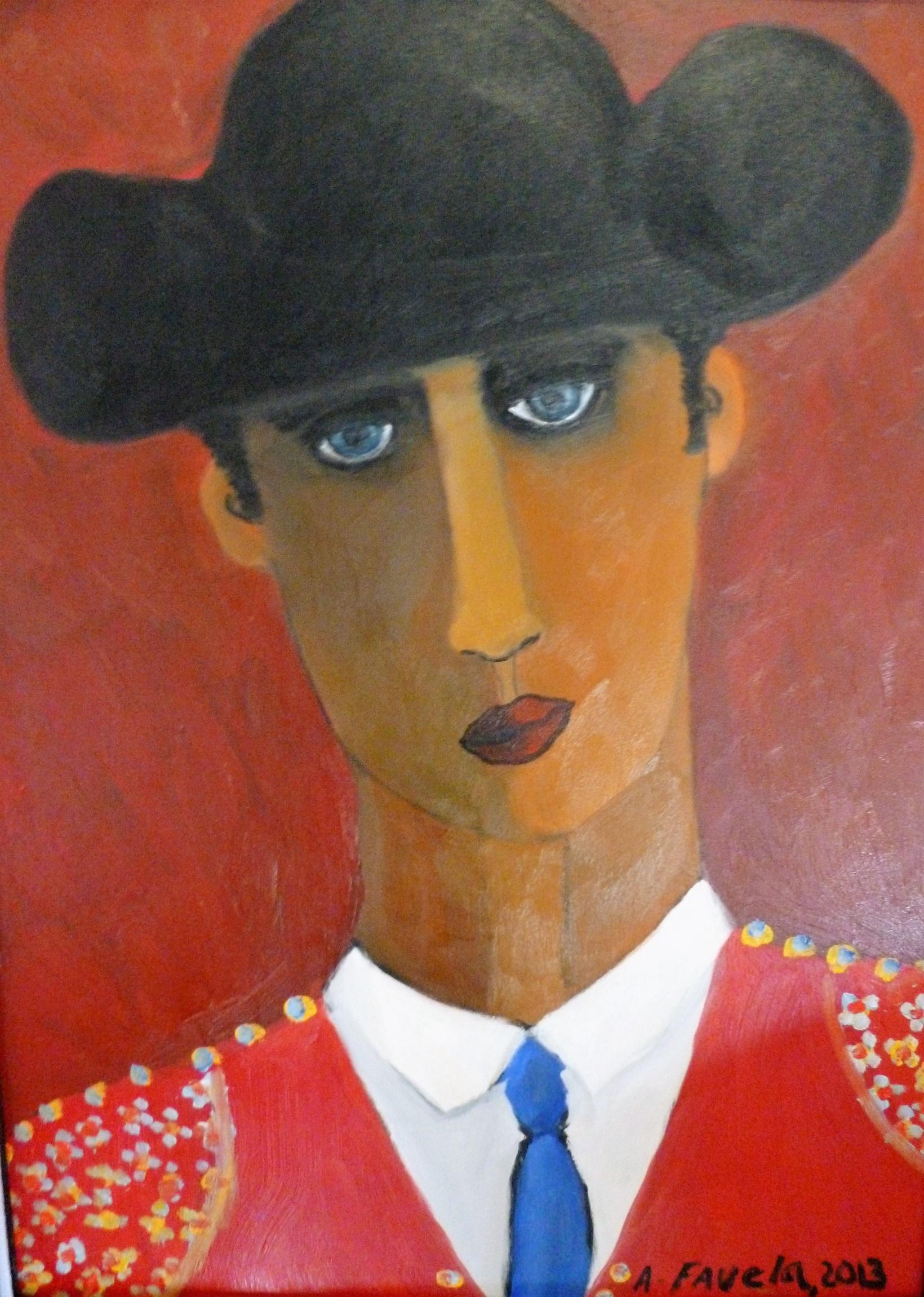 TORERO ROJO, 2013, oil on art board, 40 cm x 30 cm