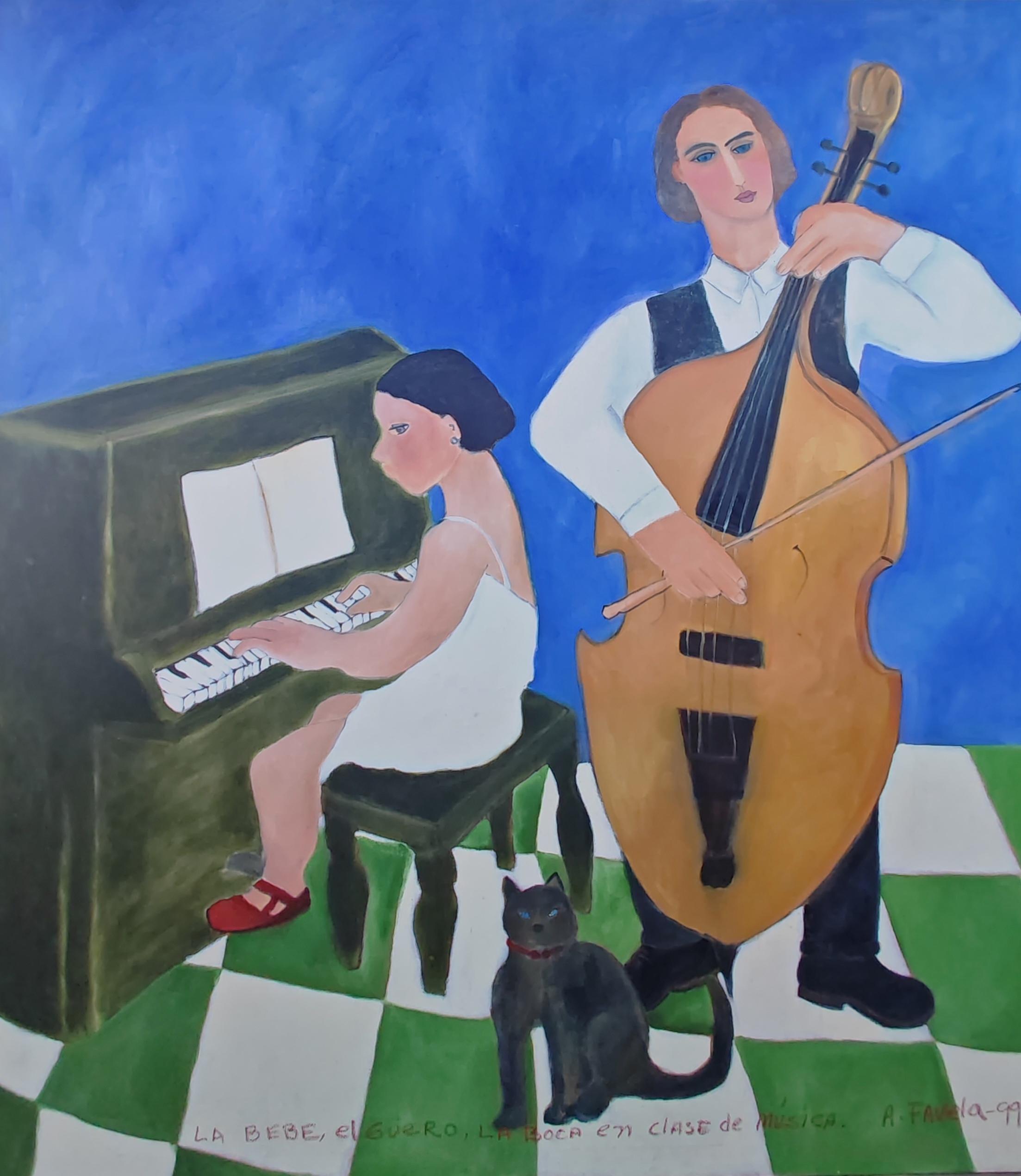 LA BEBE, EL GUERO, LA BOCA, EN CLASE DE MUSICA, 1999, oil on canvas, 200 cm x 180 cm