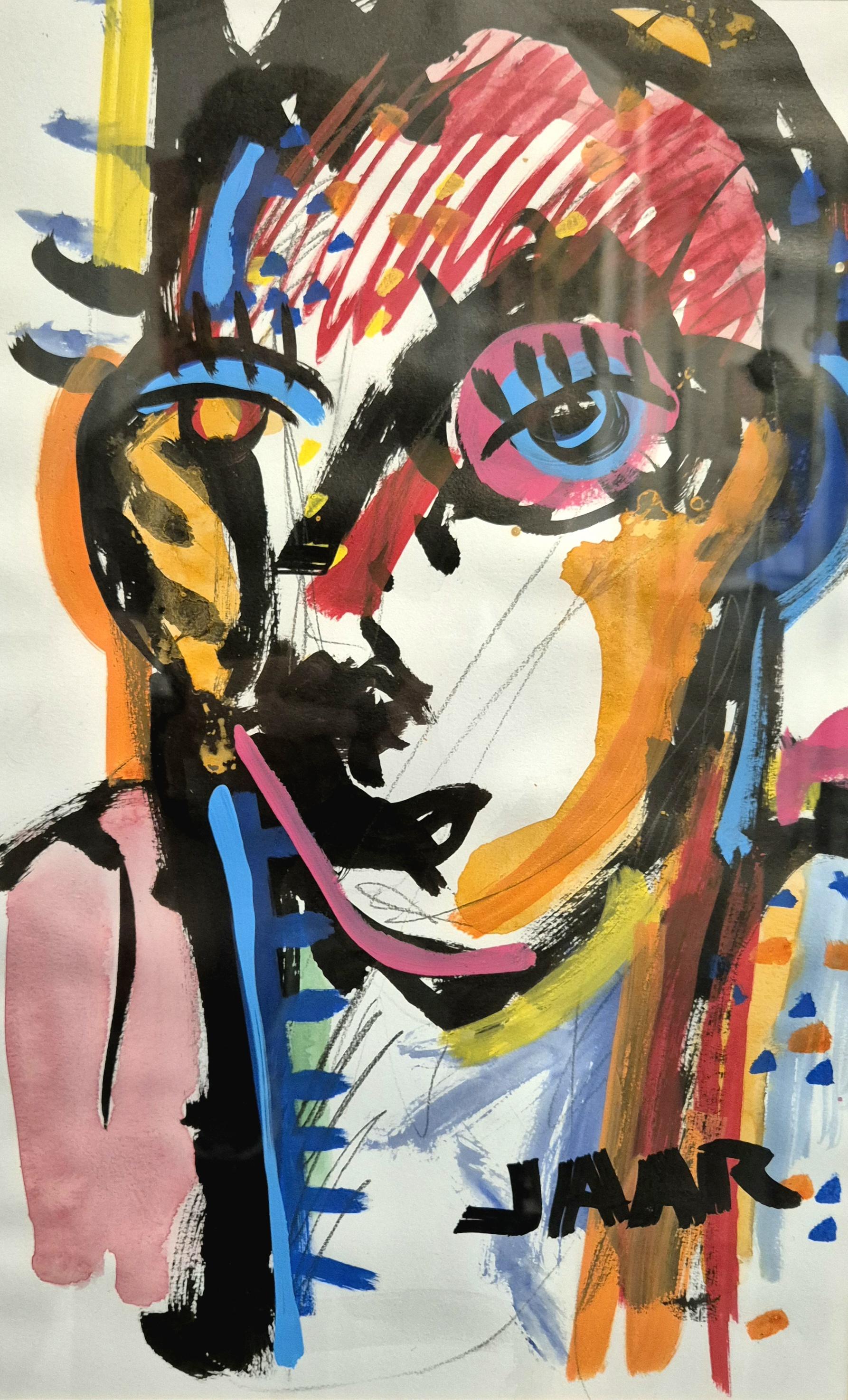 CARAS VEMOS # 22, mixed media on paper, 48cm x 32 cm
