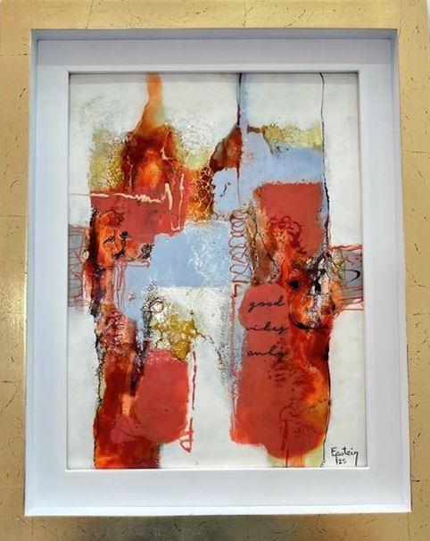 GOOD VIBES, encaustic on wood, 40 cm x 30 cm
