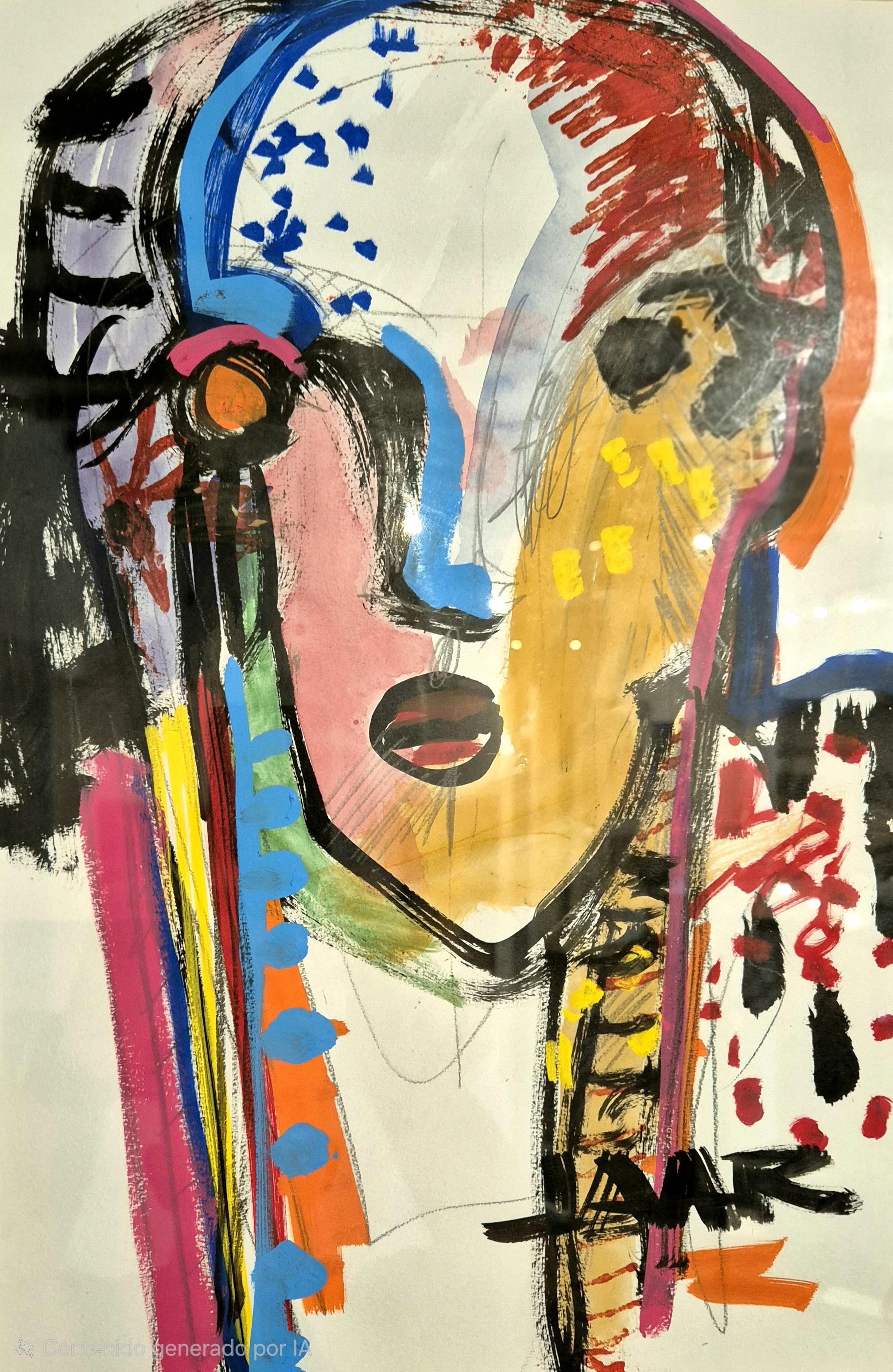 CARAS VEMOS # 18, mixed media on paper, 48 cm x 32 cm