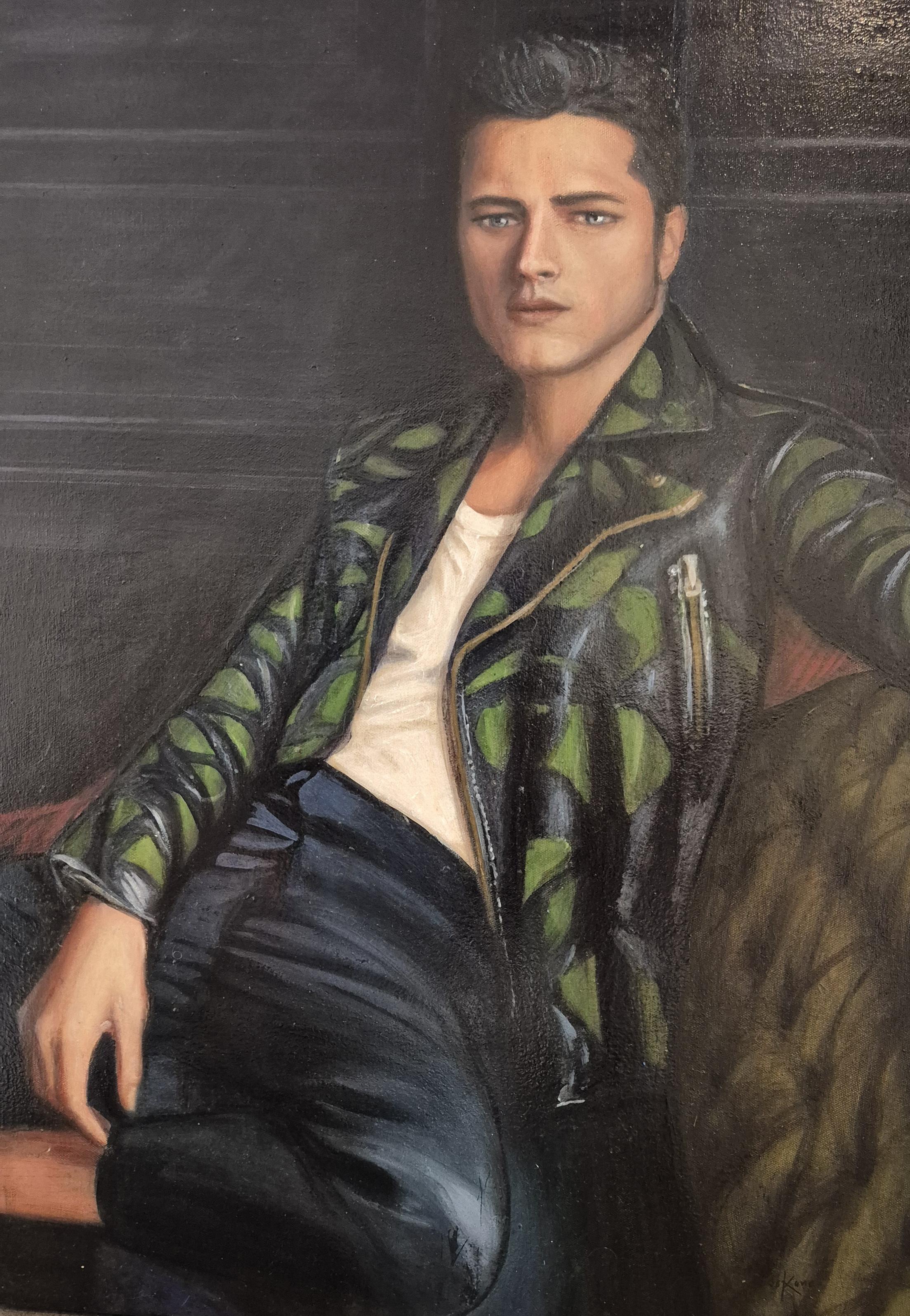 LEATHER JACKET,, oil on canvas, 80 cm x 60 cm